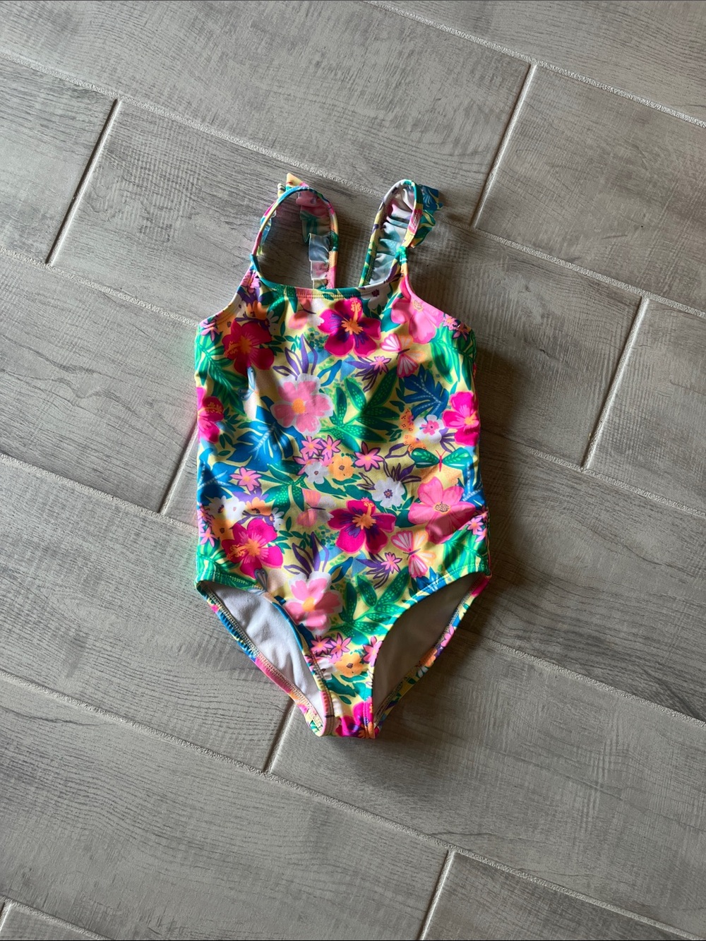 Cat & Jack Bright Floral One-Piece Swimsuit - Pink, Green, Blue, Yellow